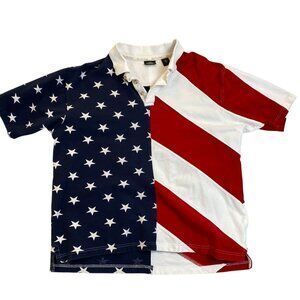 Redhead Mens Polo Shirt XL American Flag Cotton Red White & Blue Patriotic